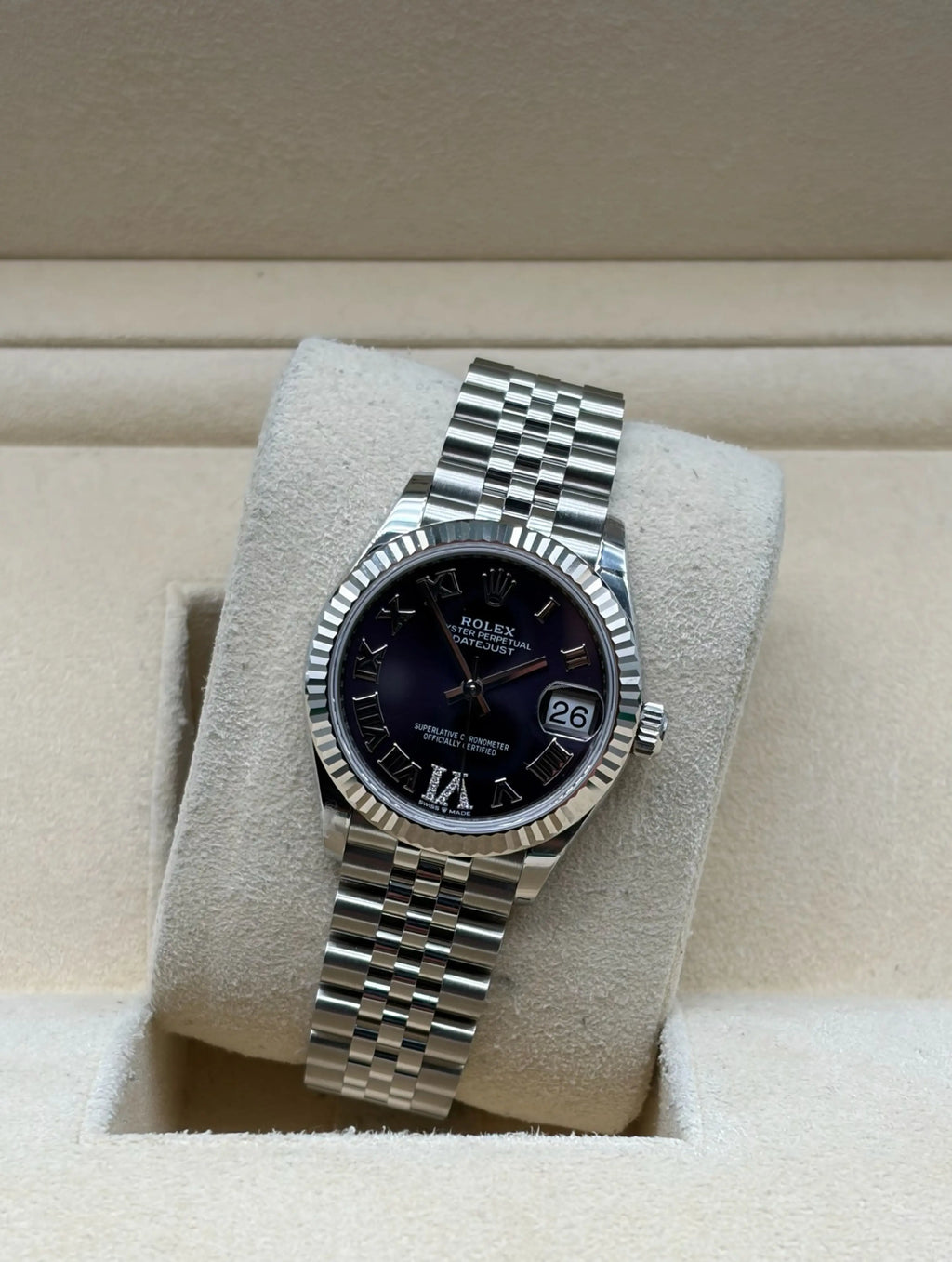 Rolex Datejust 31mm Steel Purple Diamonds 6 & 9 Dial full set Sotogrande | Reloj Rolex Datejust 31mm acero esfera morada diamantes en 6 & 9, envio internacional.