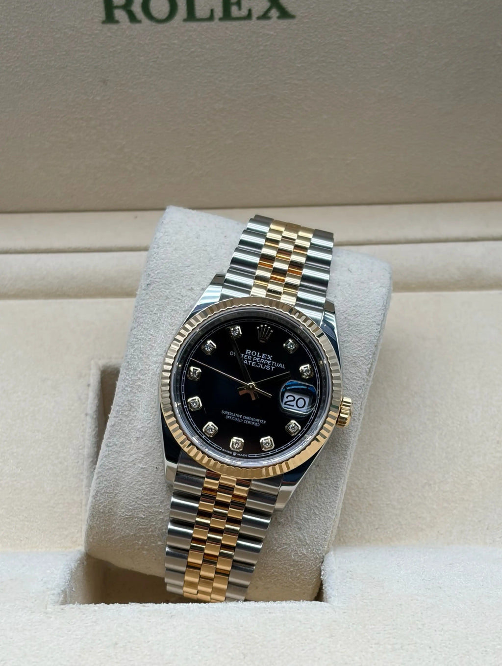 Rolex Datejust 36mm Steel & Gold Black Diamonds