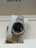 Rolex Datejust 36mm Steel & Gold Black Diamonds