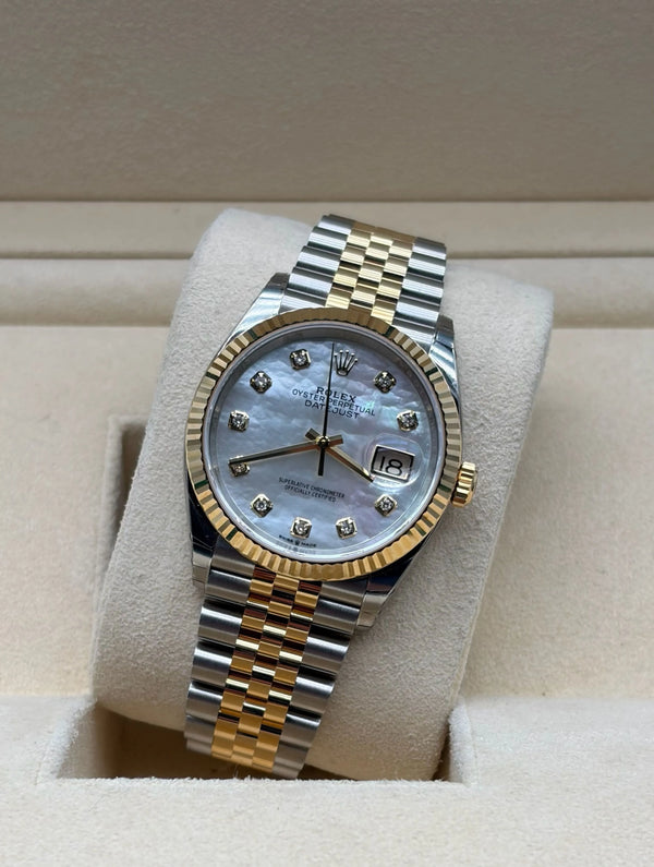 Rolex Datejust 36mm Steel/Gold MOP Dial full set in Sotogrande | Reloj Rolex Datejust 36mm acero y oro con esfera madre perla, envio internacional.