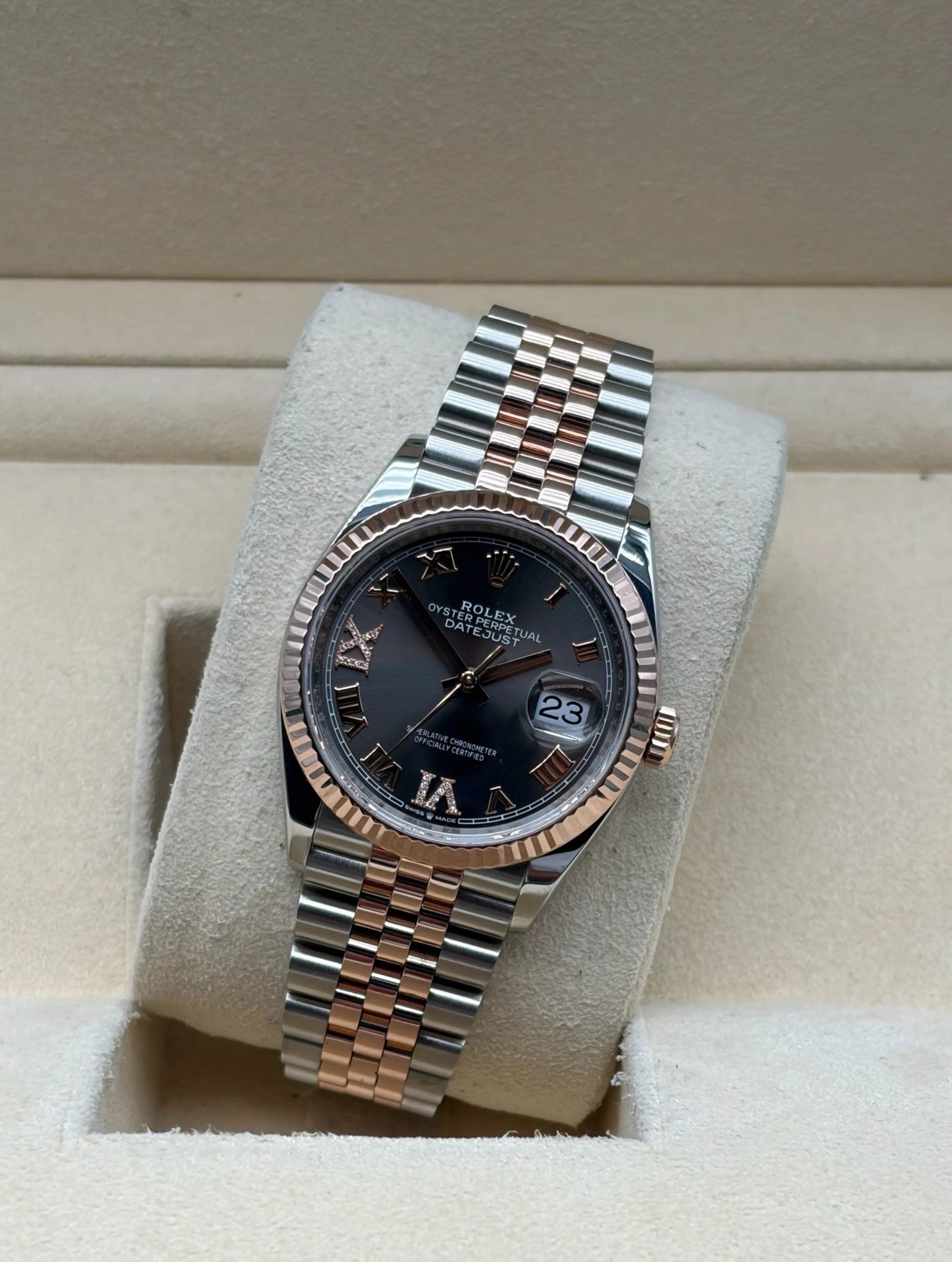 Rolex Datejust 36mm Steel/R. Gold Grey Dial VIX Diamonds full set in Sotogrande | Compra datejust 36mm acero y oro rosa esfera gris. Envio internacional. 