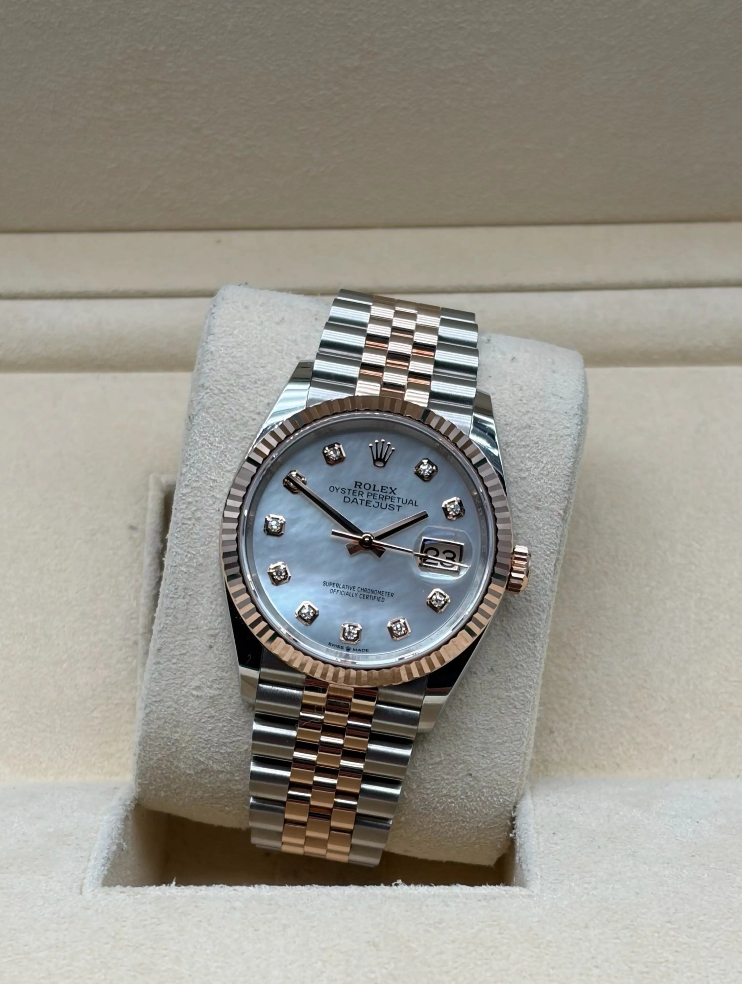 Rolex Datejust 36mm Steel/R. Gold MOP Dial full set in Sotogrande | Reloj Rolex Datejust 36mm acero y oro rosa con esfera madre perla, envio internacional.