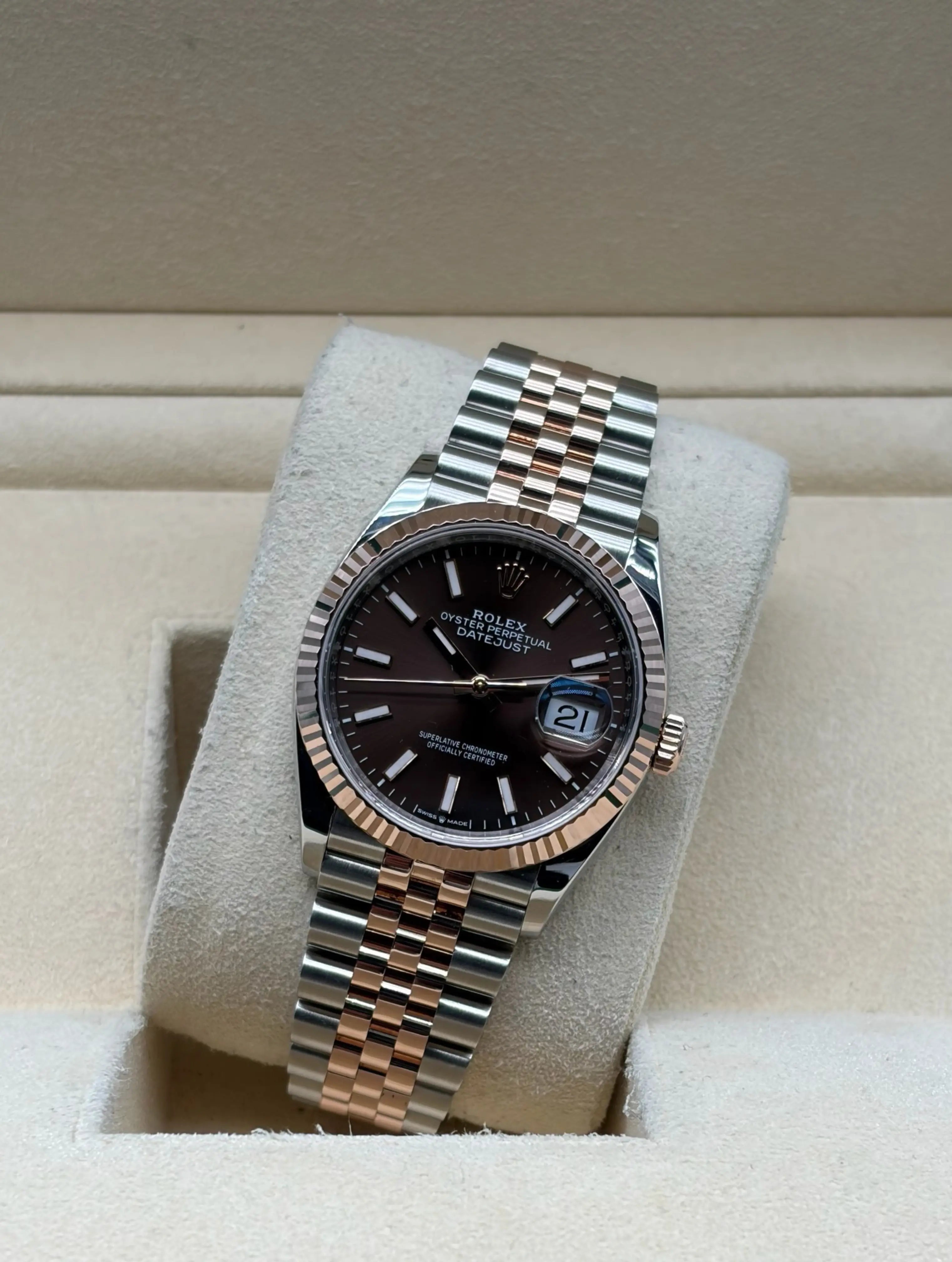Rolex Datejust 36mm Steel/R. Gold Chocolate Dial full set in Sotogrande | Compra datejust 36mm acero y oro rosa esfera chocolate. Envio internacional. 