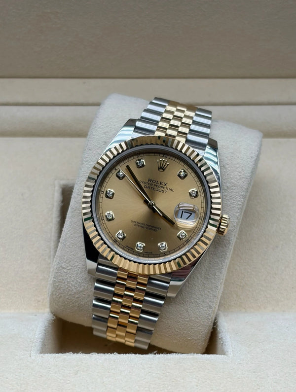 Rolex Datejust 41mm Steel/Gold Champagne Diamonds Dial full set in Sotogrande | Reloj Rolex datejust 41mm acero y oro con esfera champan con diamantes, envio internacional.