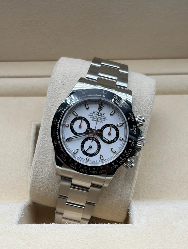 Rolex Daytona Steel Black Ceramic White Dial | Reloj Rolex Daytona acero bisel ceramico esfera Panda, envio internacional.