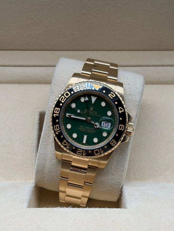 Rolex GMT-Master II 116718LN gold green dial full set in Sotogrande | Reloj rolex GMT-Master II Oro dial verde brazalete oyster, envio internacional.
