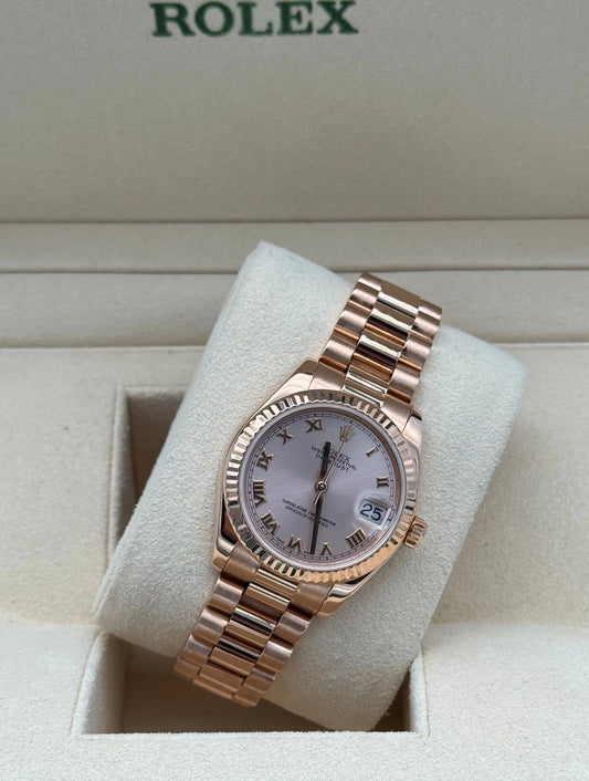 Watch Rolex Datejust 31 mm Rose Gold Sundust Dial President - Reloj oro Rosa Esfera soleado Romano
