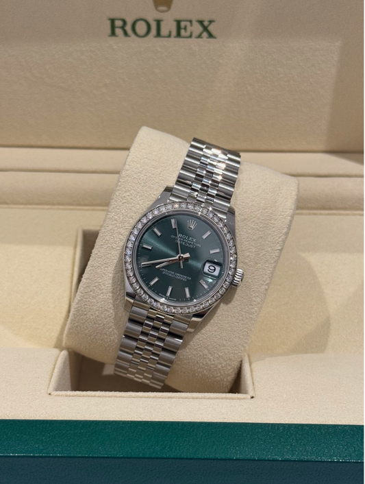 Watch Rolex Datejust 31 mm Steel Green Dial Diamond Bisel Jubilee - Reloj Acero Esfera Verde Bisel Diamantes 