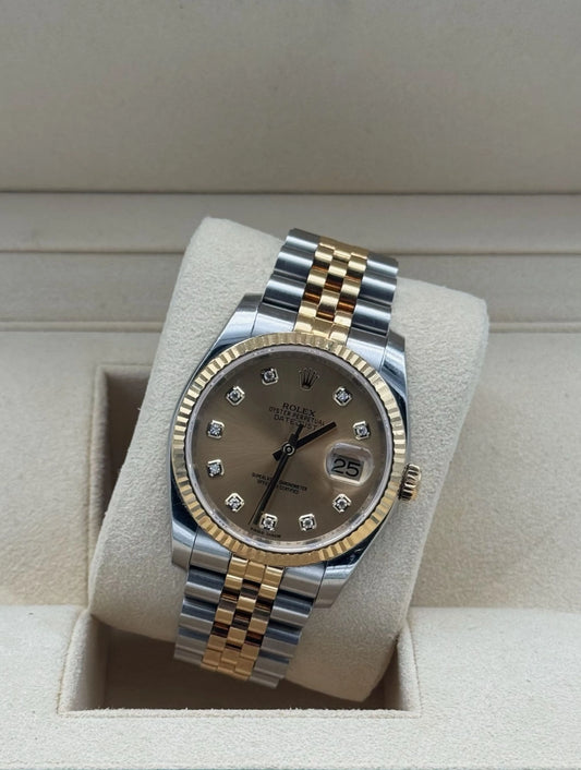 Watch Rolex Datejust 36 mm Champagne Diamond Dial Jubile Steel & Gold - reloj acero oro esfera champan diamantes 