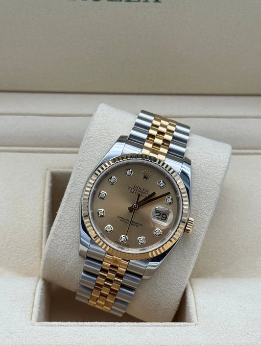 Watch Rolex Datejust 36 mm Champagne Diamond Dial Jubile Steel & Gold - reloj acero oro esfera champan diamantes 