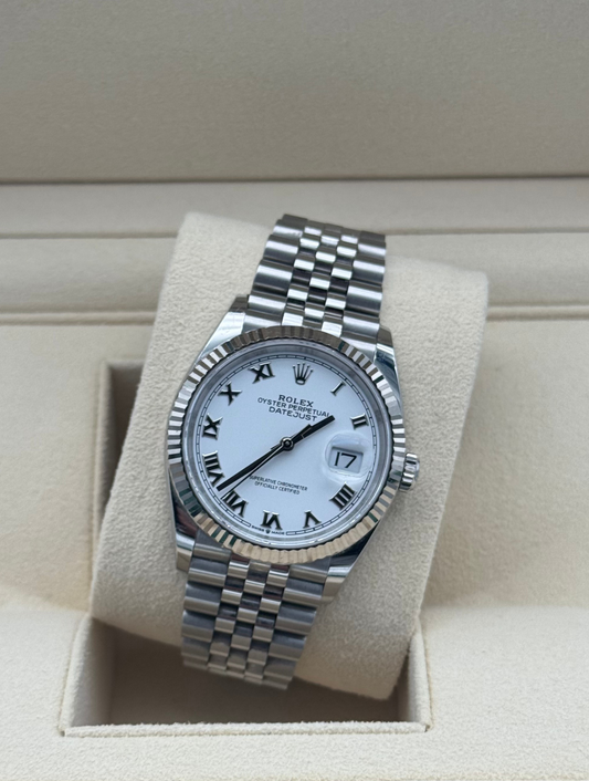 Watch Rolex Datejust 36mm Steel White Roman Dial Jubilee - Reloj de acero esfera blanca números romanos en Marbella