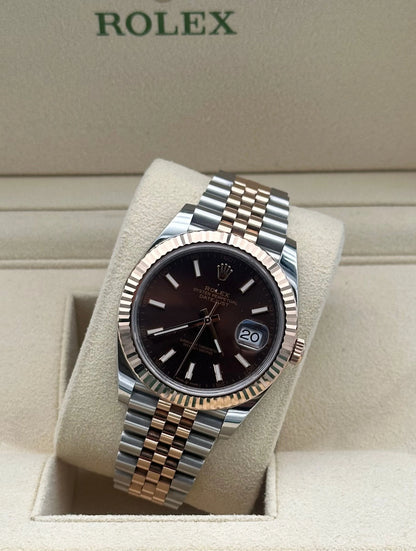 Rolex Datejust 41mm acero y oro rosa, esfera chocolate, full set en Marbella // Rolex Datejust 41mm steel & rose gold, chocolatedial, Worldwide shipping.
