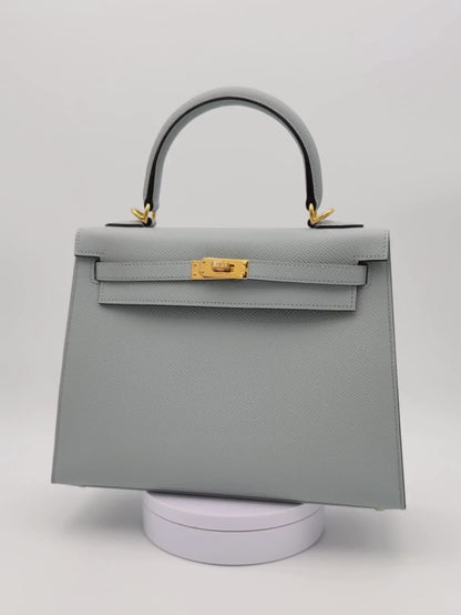 Hermès Kelly 25 Epsom Blue Glacier Gold Hardware