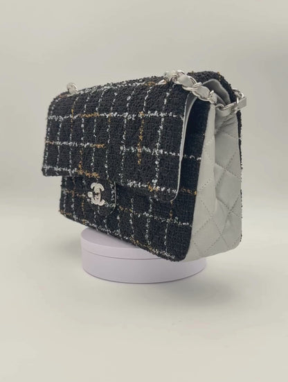 Chanel Classic Flap Black Tweed / Silver