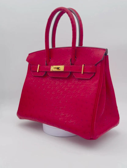 Hermès Birkin 30 Ostrich Bougainvillea
