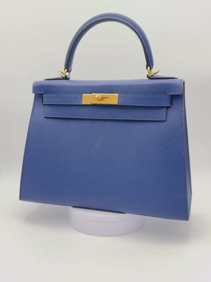 Hermès Kelly 28 HSS Epsom Blue Sapphire / Grey Perle
