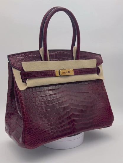 Hermès Birkin 30 Crocodile Porosus Bourdeaux