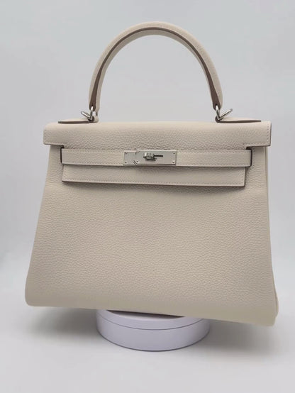Hermès Kelly 28 Togo Craie Palladium Hardware