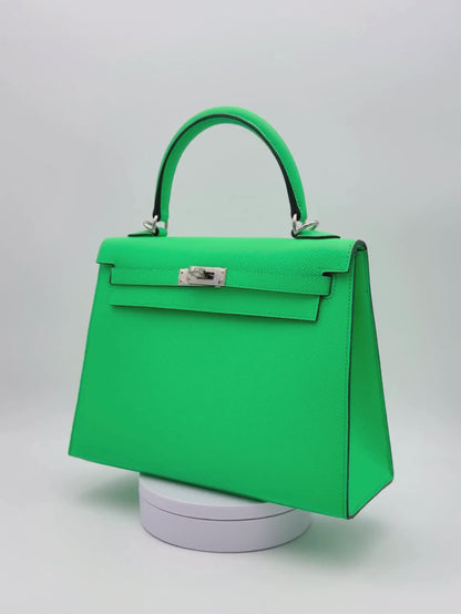 Hermès Kelly 25 Epsom Vert Comics Palladium Hardware