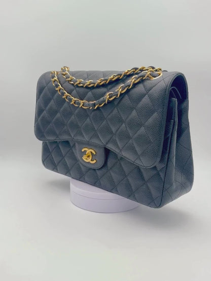 Chanel Classic Jumbo Black Caviar Leather