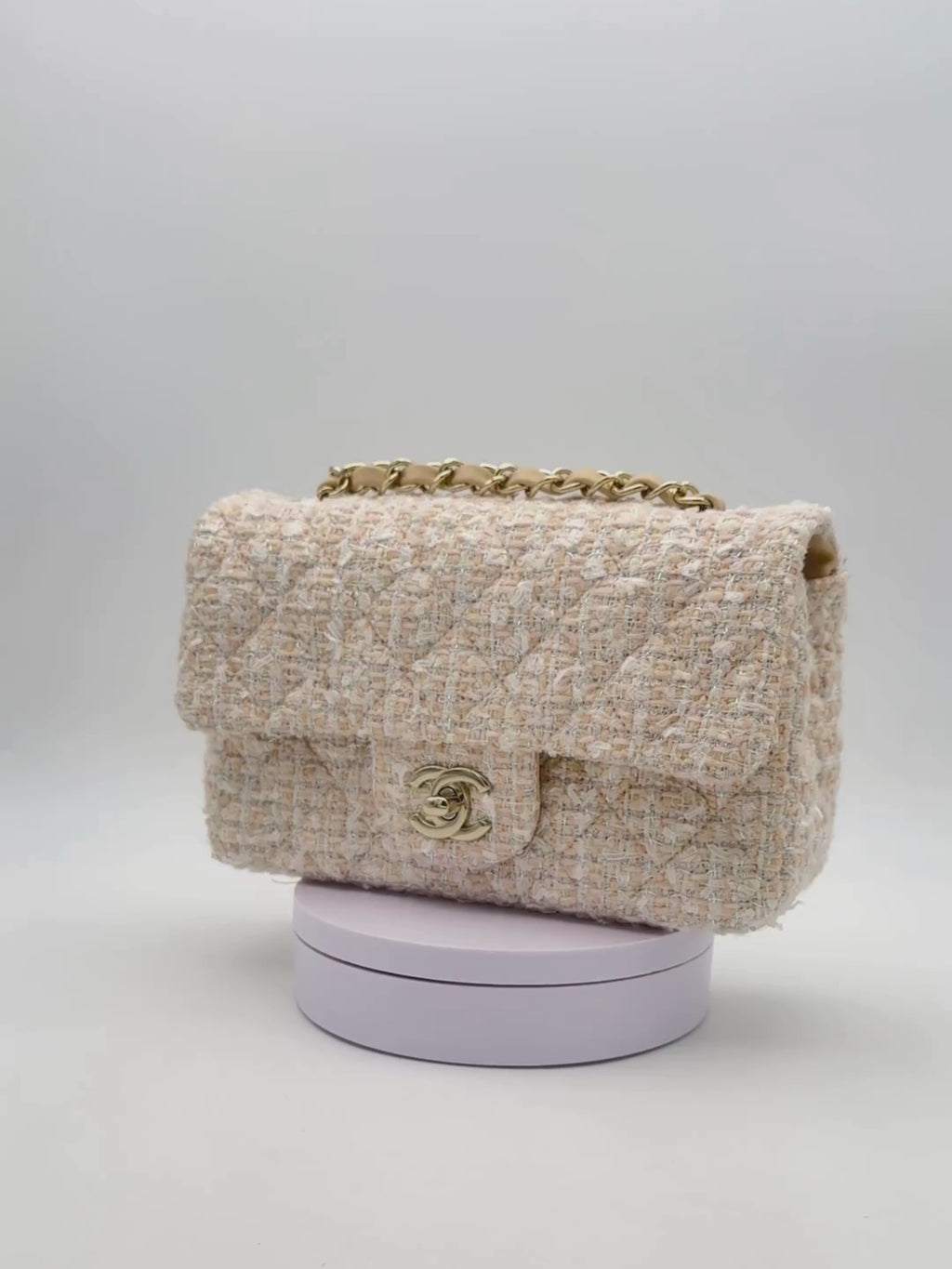 Chanel Classic Mini Rectangle Beige Tweed