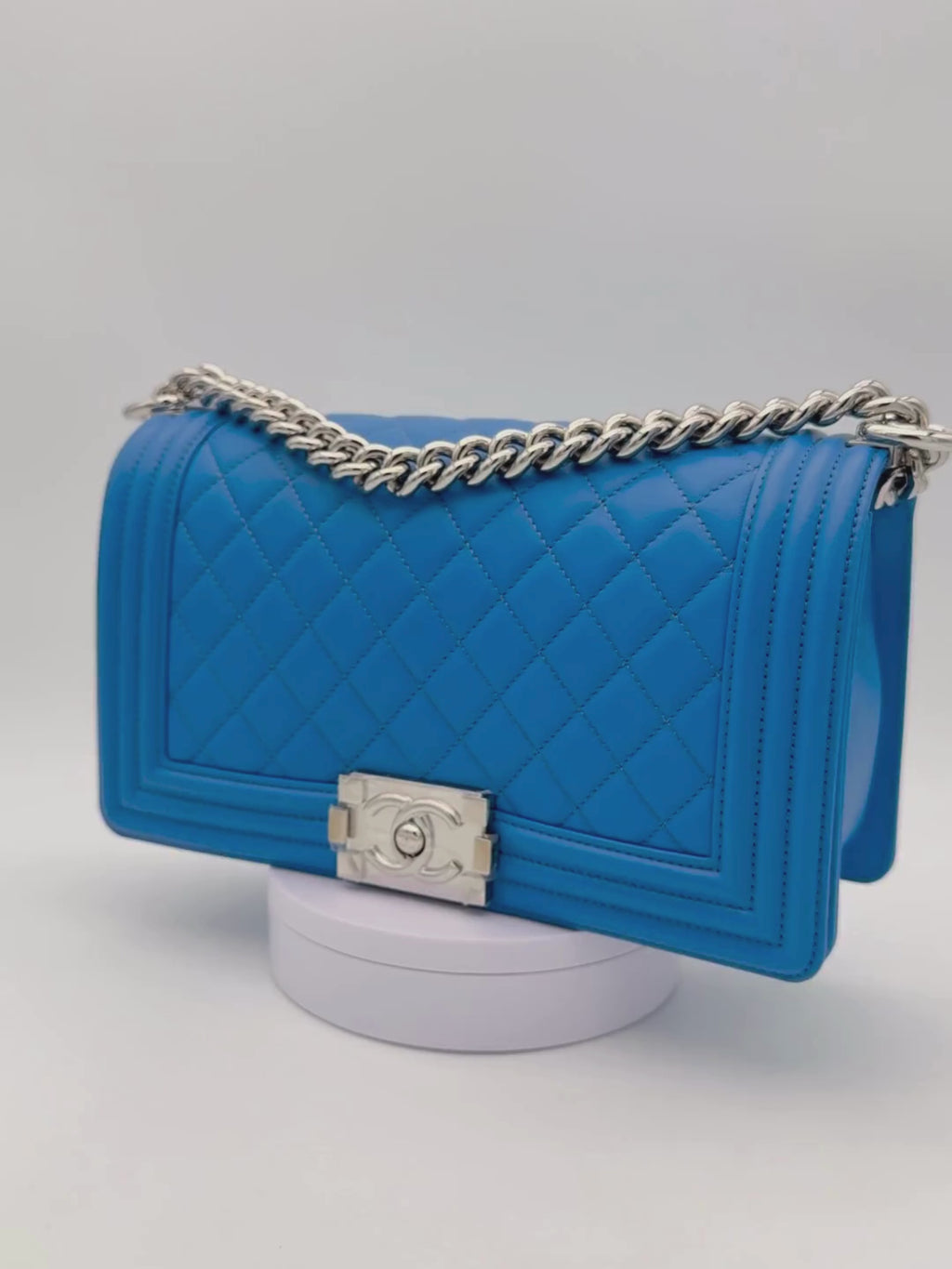 Chanel Boy Medium Blue Electric Clafskin