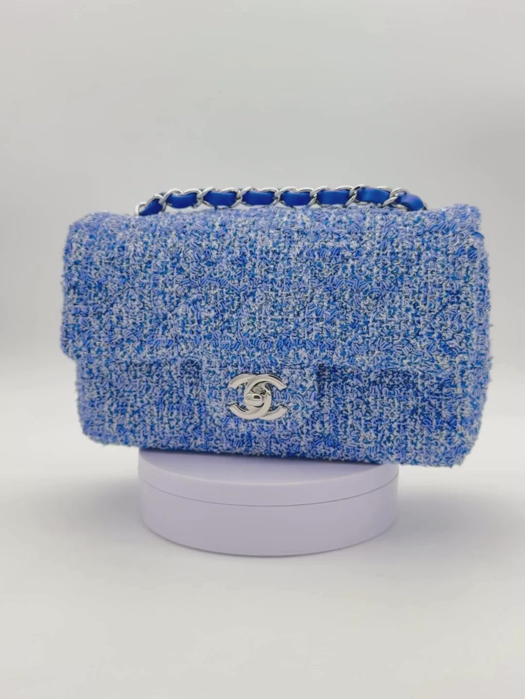 Chanel Classic Mini Rectangle Blue Tweed