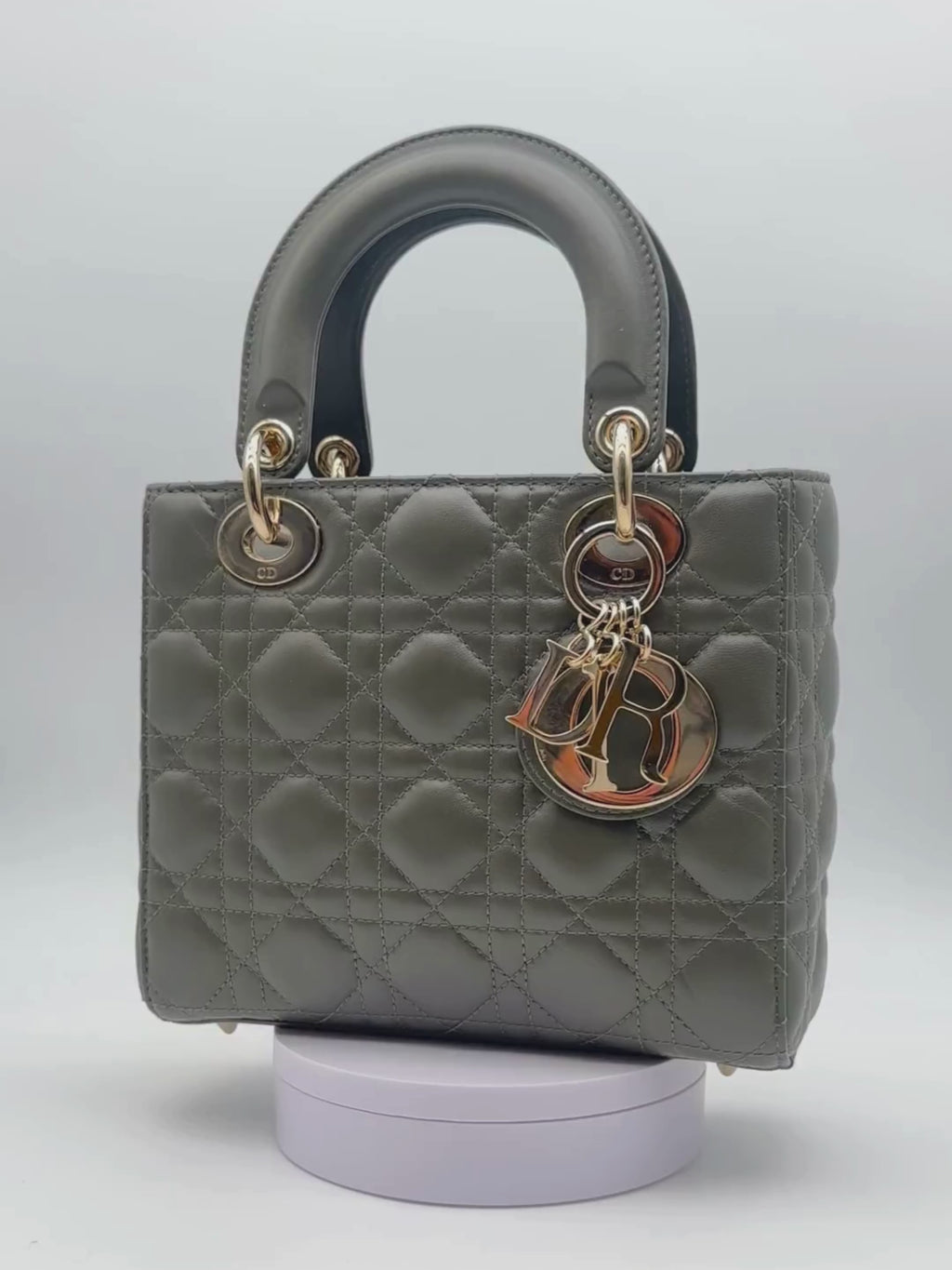 Dior Lady Small Lambskin Dark Green Gold Hardware