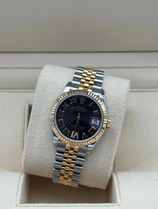 Rolex Datejust 31mm Steel and Gold with Grey dial and diamond markers, 2021, full set, like new condition.