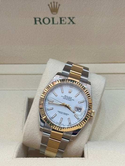 Rolex Datejust 41mm acero y oro, esfera esfera blanca, full set en Marbella // Rolex Datejust 41mm steel & gold, white dial, full set Marbell