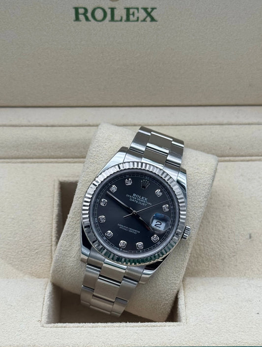 Rolex Datejust 41mm esfera Rhodium acero full set Marbella | Rolex Wimbledon 41mm steel watch for sale