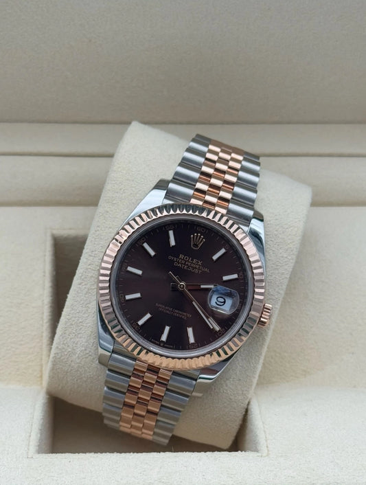 Rolex Datejust 41mm acero y oro rosa, esfera chocolate, full set en Marbella // Rolex Datejust 41mm steel & rose gold, chocolate dial, full set Marbella