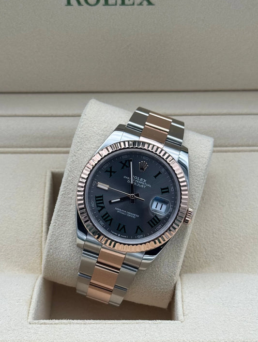 Rolex Datejust 41mm Wimbledon acero y oro rosa full set Marbella | Rolex Wimbledon 41mm steel rose gold watch for sale