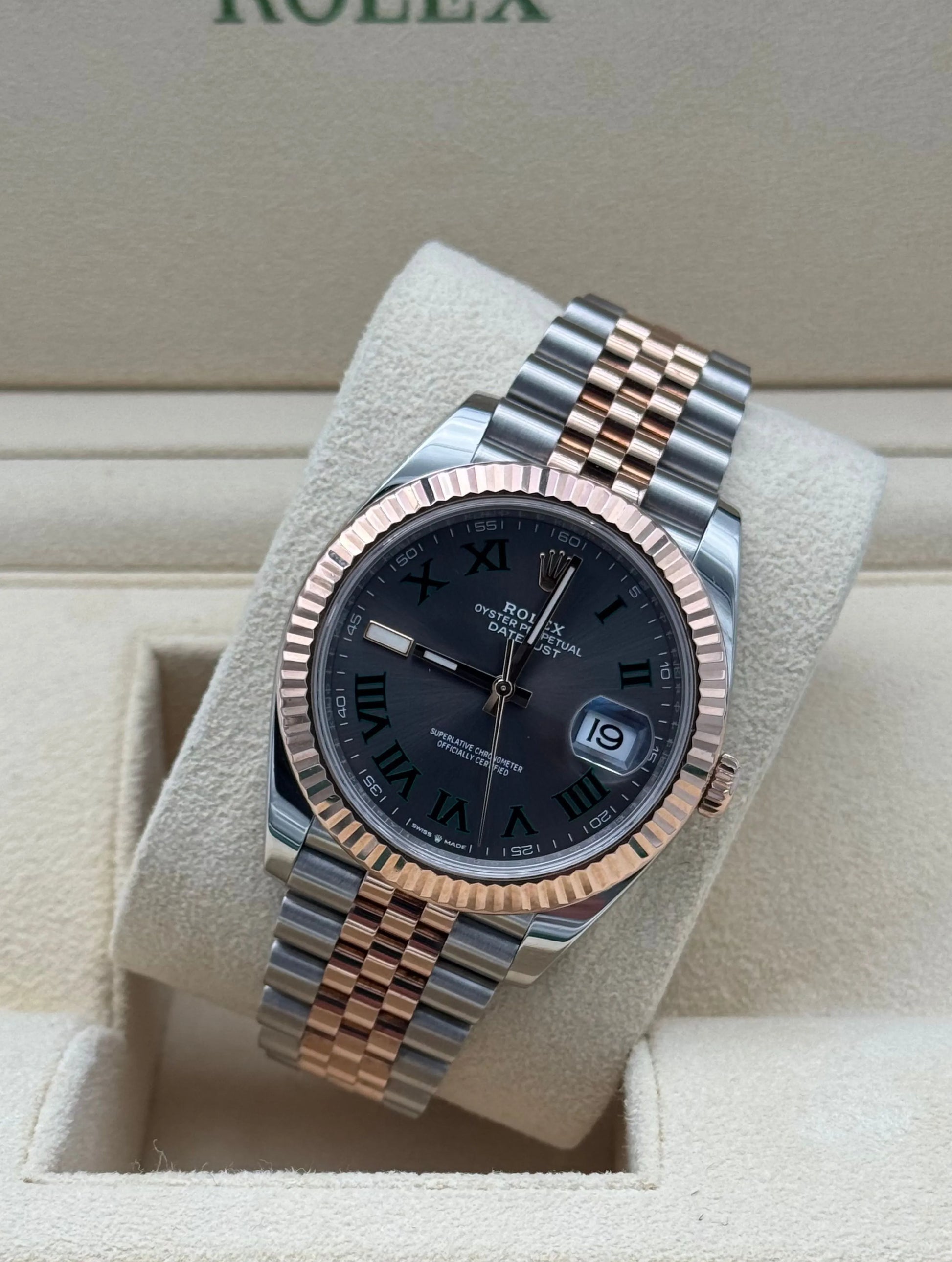 Rolex Datejust 41mm Wimbledon acero y oro rosa full set Marbella | Rolex Wimbledon 41mm steel rose gold watch for sale