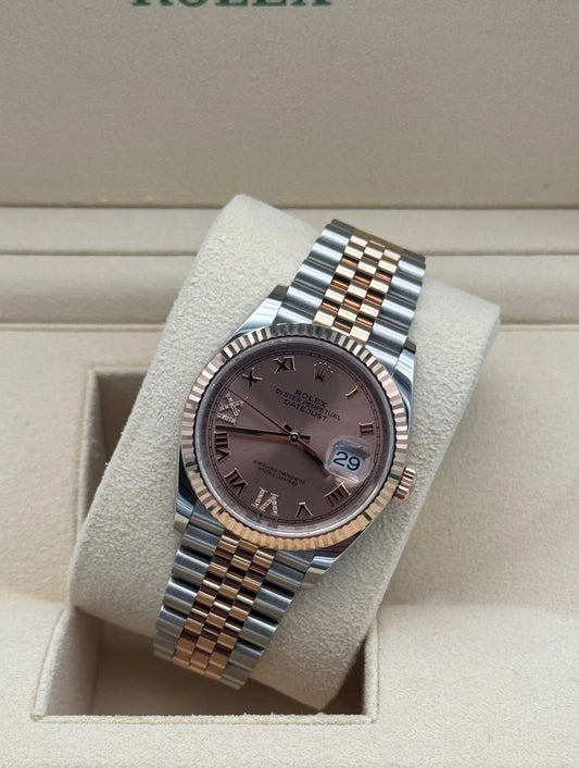 Rolex datejus 36mm steel & rose gold pink with diamonds dial 2021. Reloj Rolex acero y oro rosa esfera rosa con diamantes