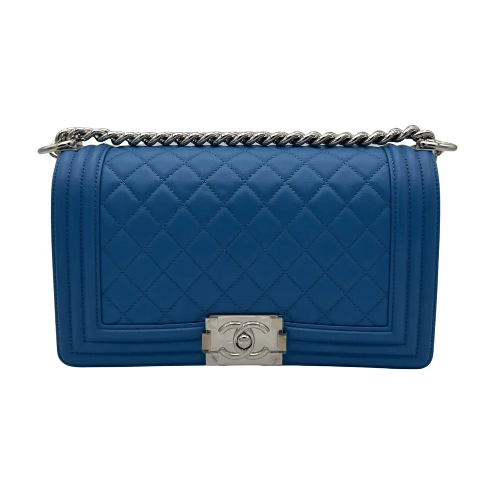 Chanel Boy Medium Blue Electric Clafskin