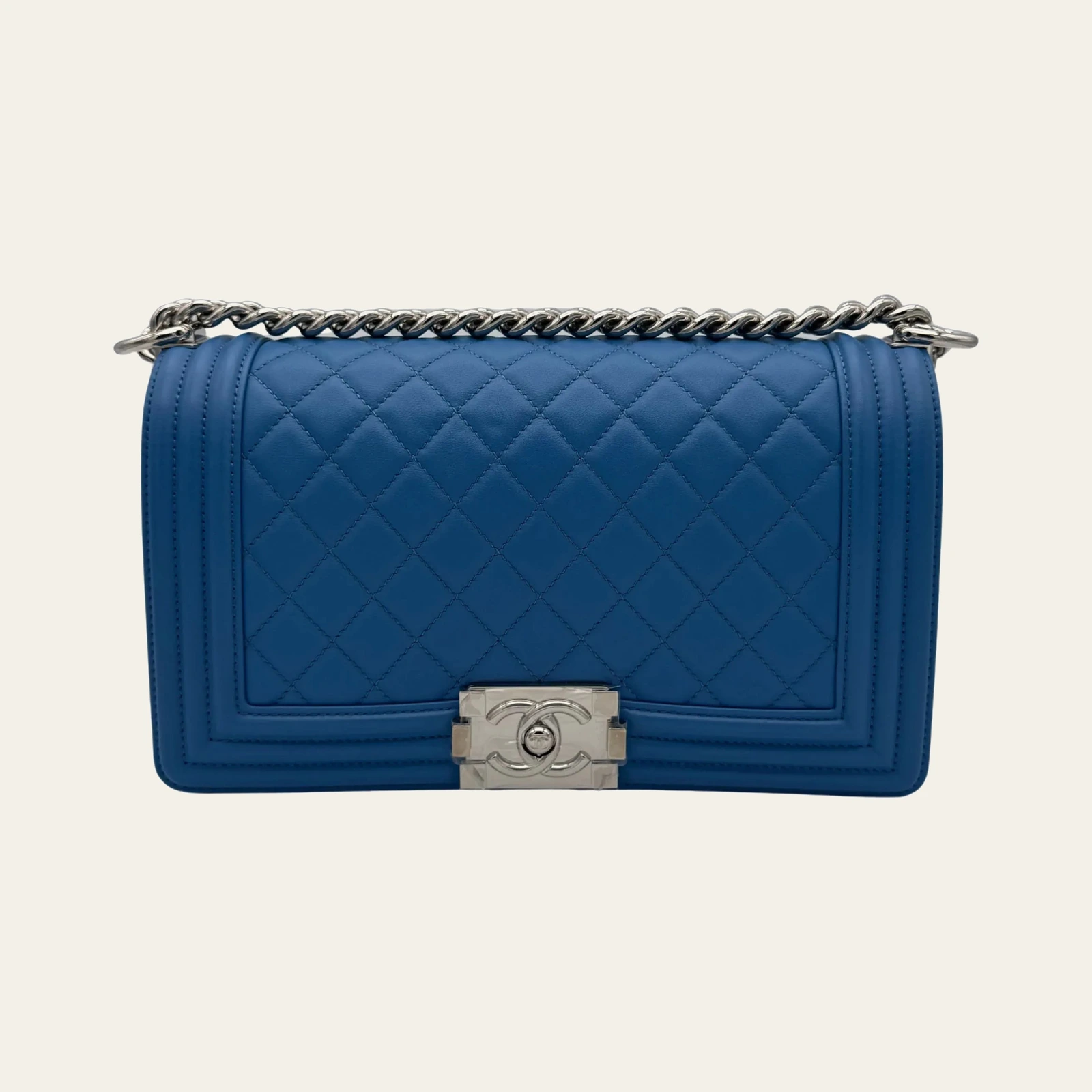 Chanel Boy Medium Blue Electric Clafskin
