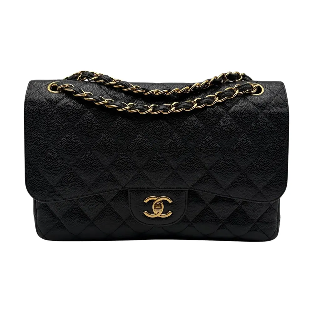 Chanel Classic Jumbo Black Caviar Leather