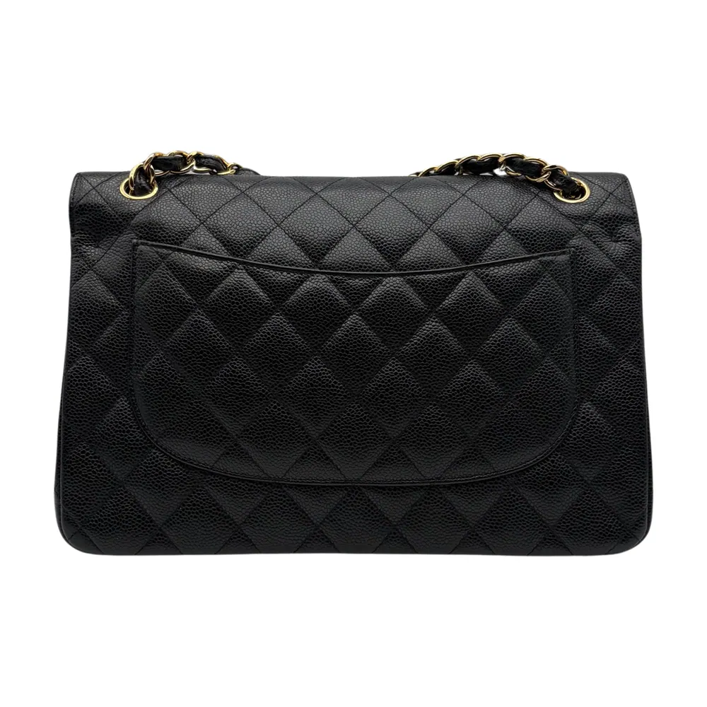 Chanel Classic Jumbo Black Caviar Leather, vista 3