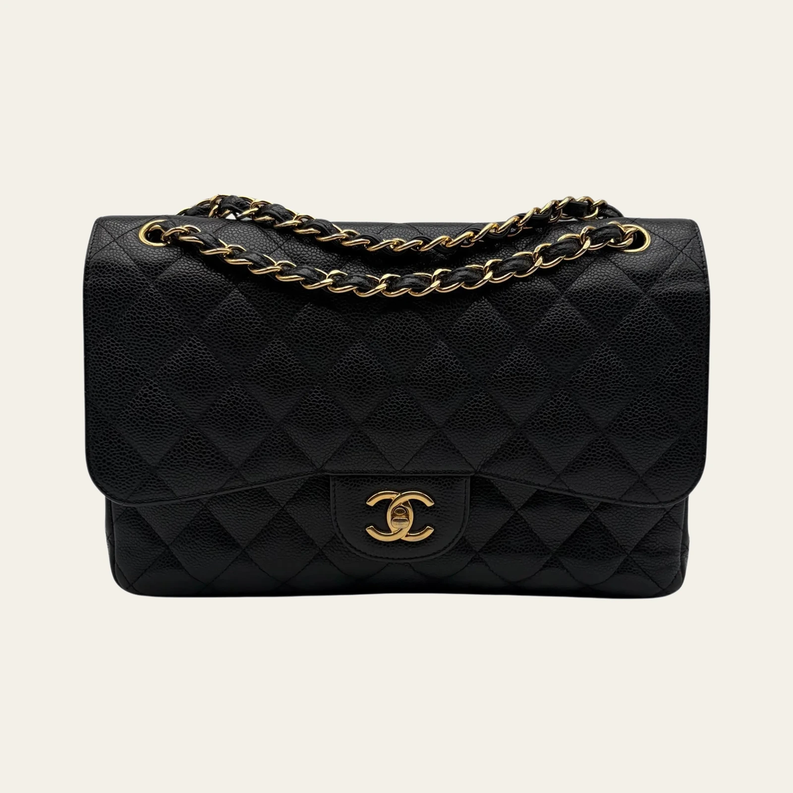 Chanel Classic Jumbo Black Caviar Leather