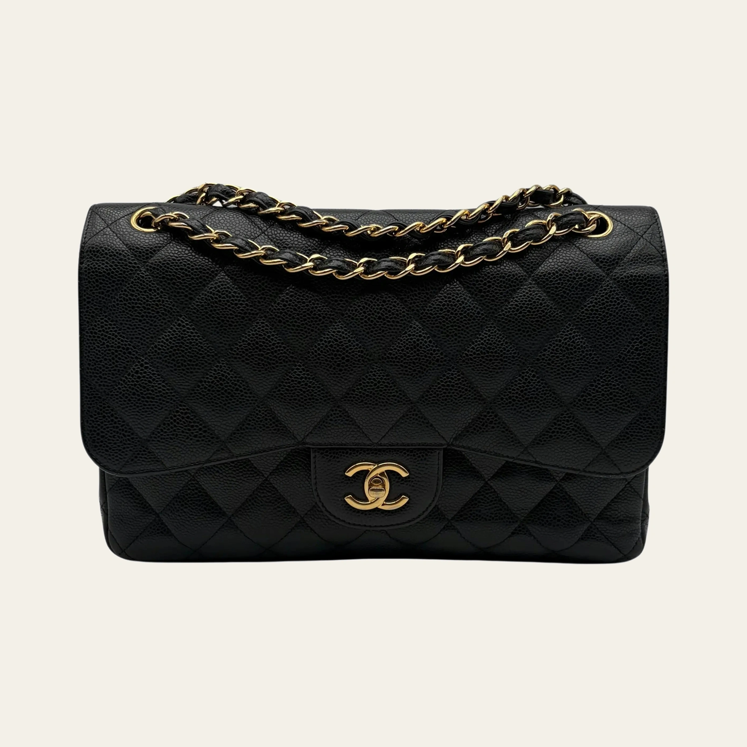 Chanel Classic Jumbo Black Caviar Leather