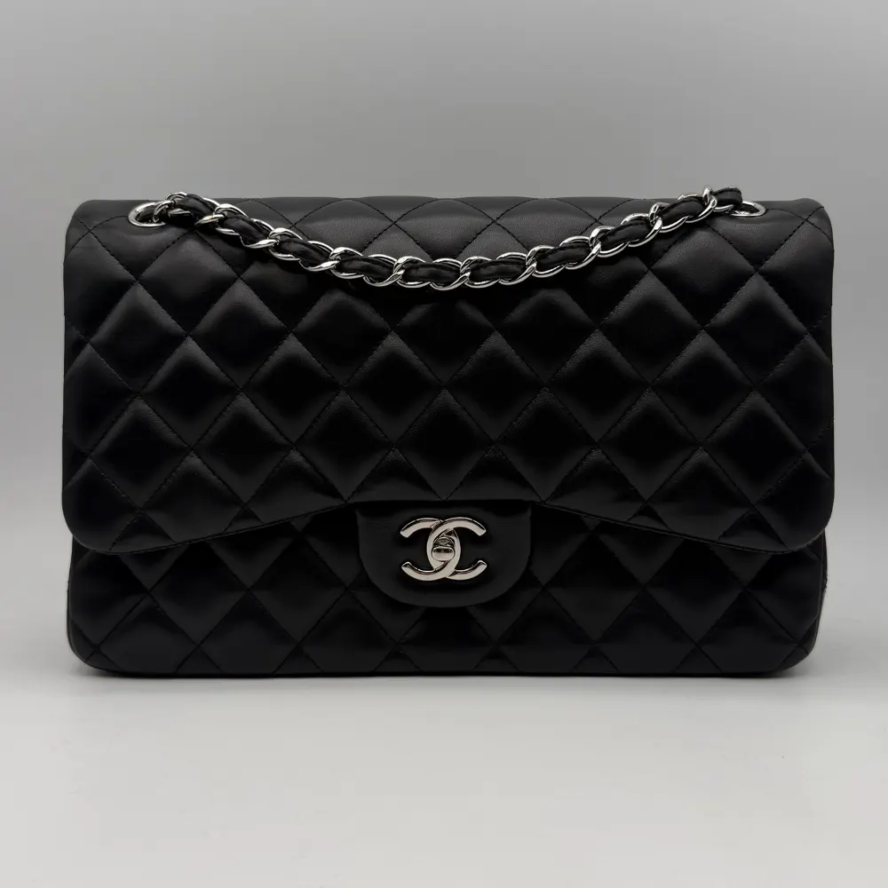Chanel Classic Jumbo Lambskin Black Silver Hardware