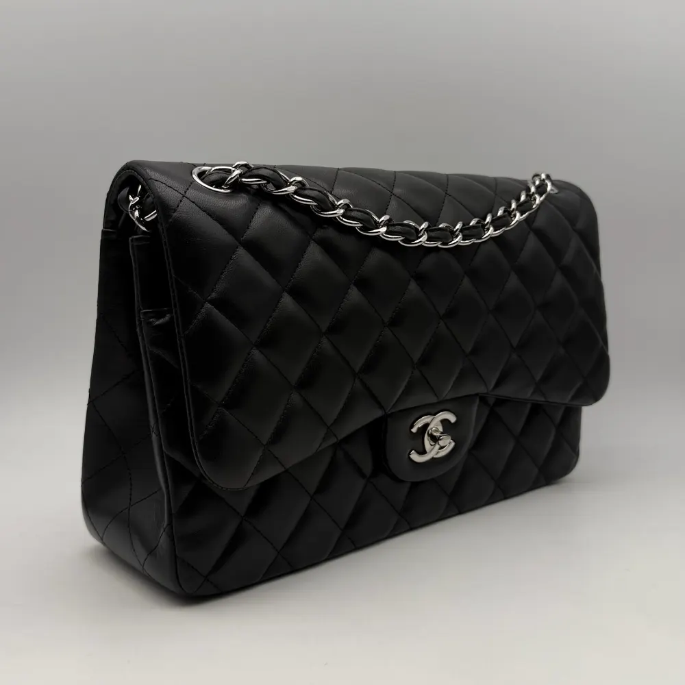 Chanel Classic Jumbo Lambskin Black Silver Hardware, vista 2