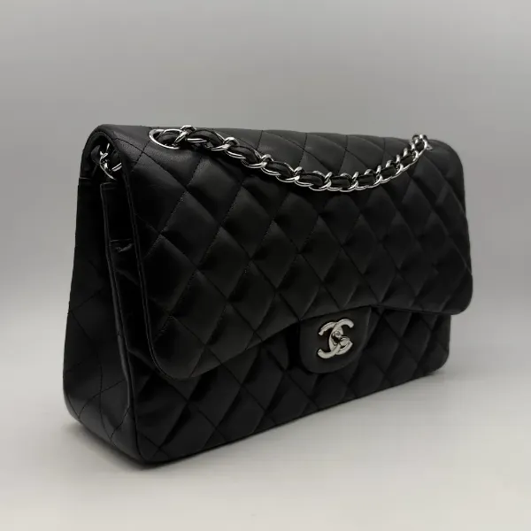 Chanel Classic Jumbo Lambskin Black Silver Hardware, segunda vista