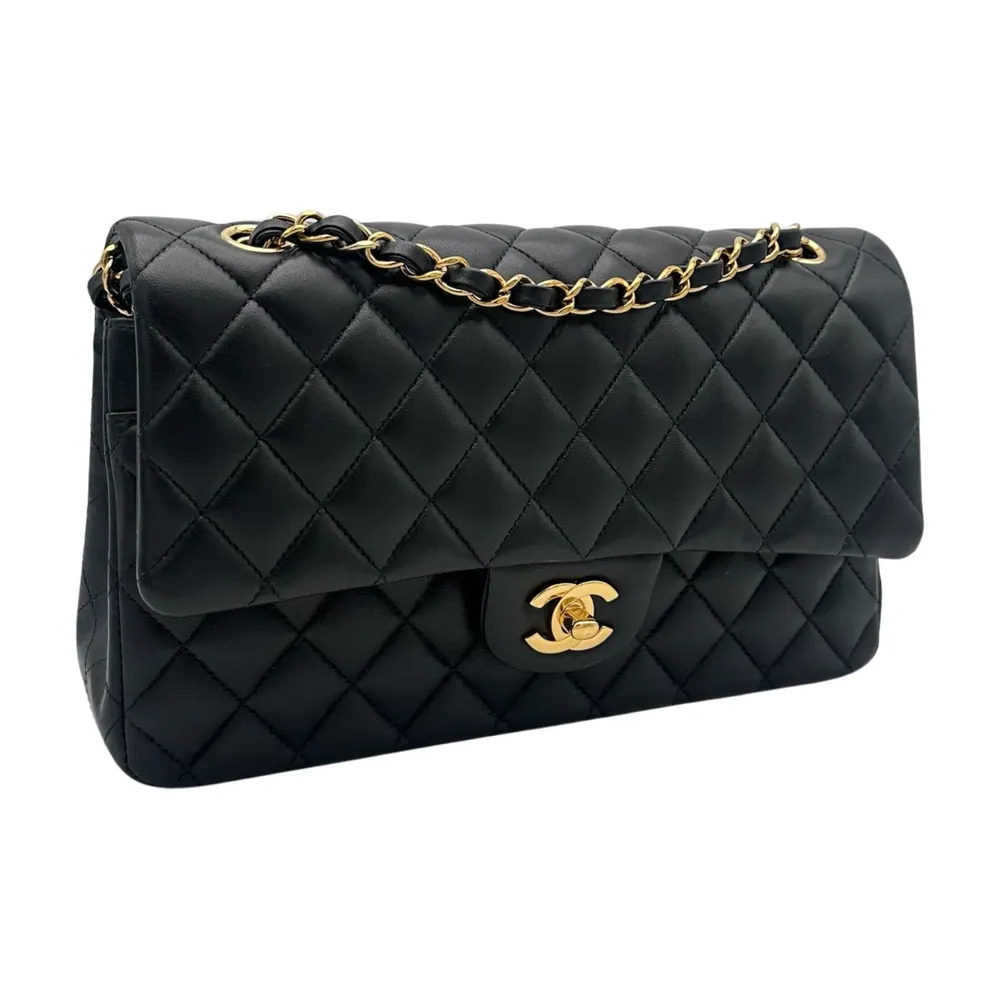 Chanel Classic Medium Black Lambskin, vista 2