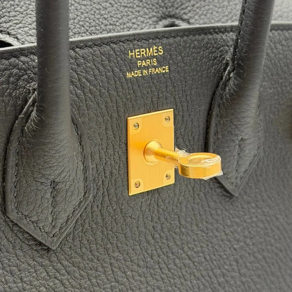 Hermès Birkin 25 Togo Black Brushed Gold Hardware, vista 5