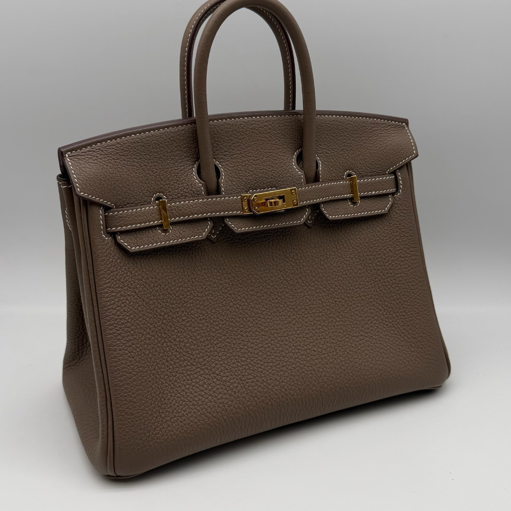 Hermès Birkin 25 Togo Etoupe Gold Hardware, vista 2