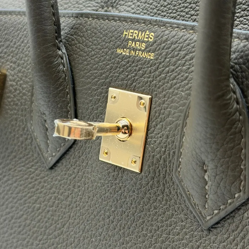 Hermès Birkin 25 Togo Vert Loden Permabrass Hardware, vista 11