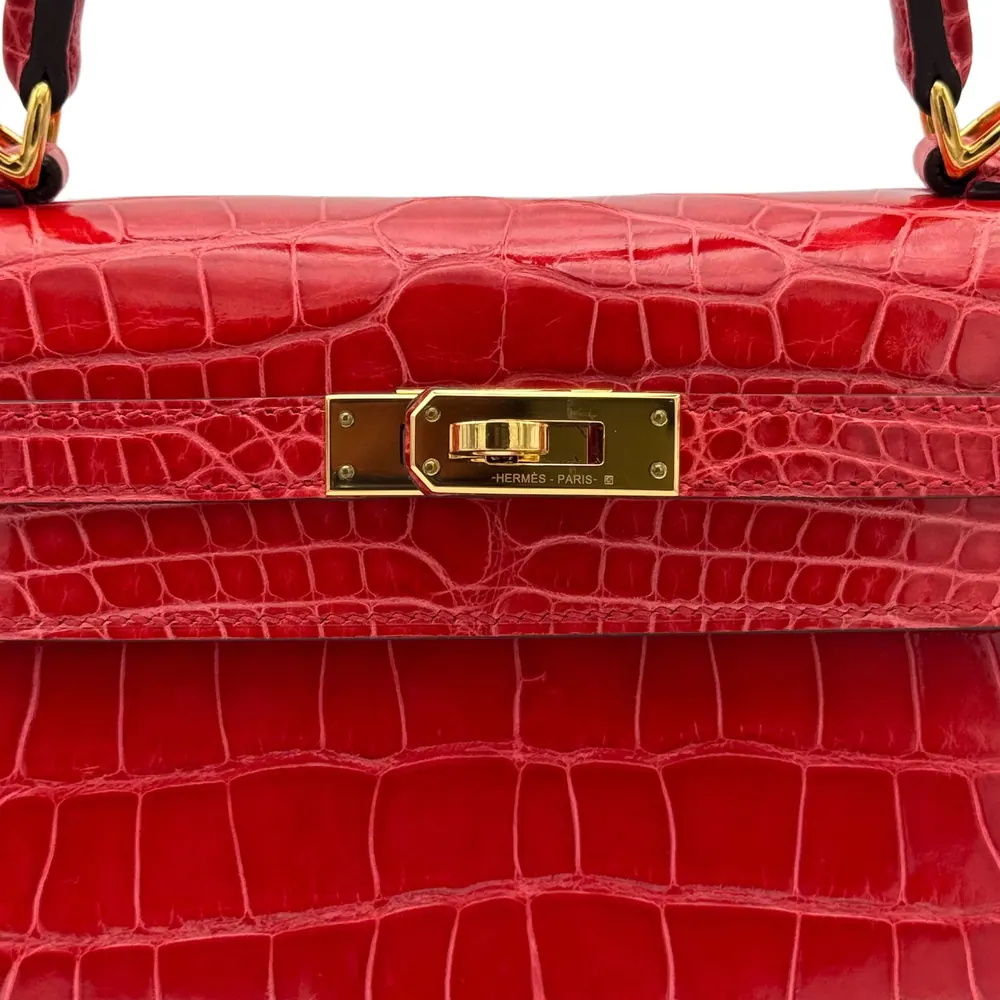 Hermès Kelly 25 Alligator Rouge de Coeur, vista 5