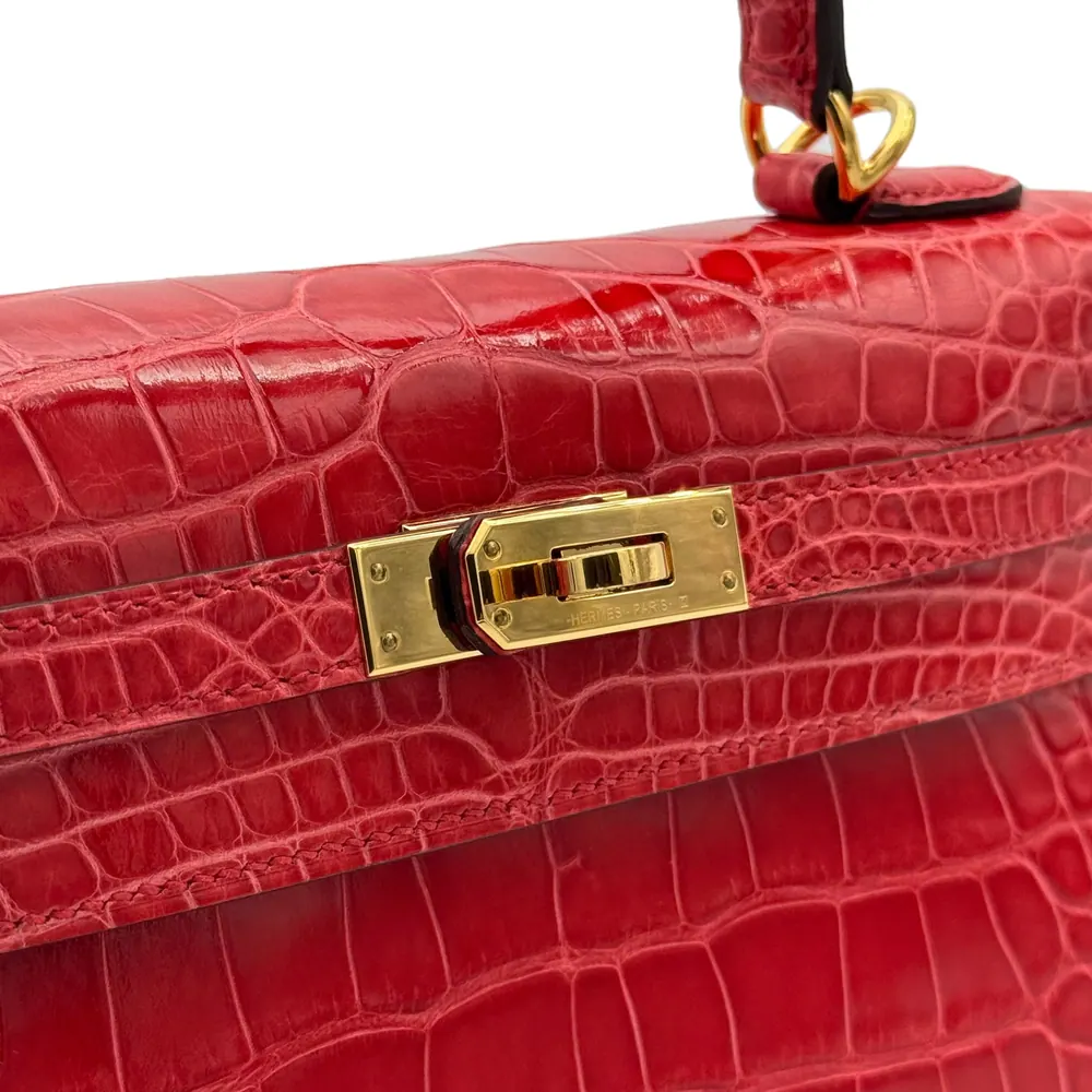 Hermès Kelly 25 Alligator Rouge de Coeur, vista 6